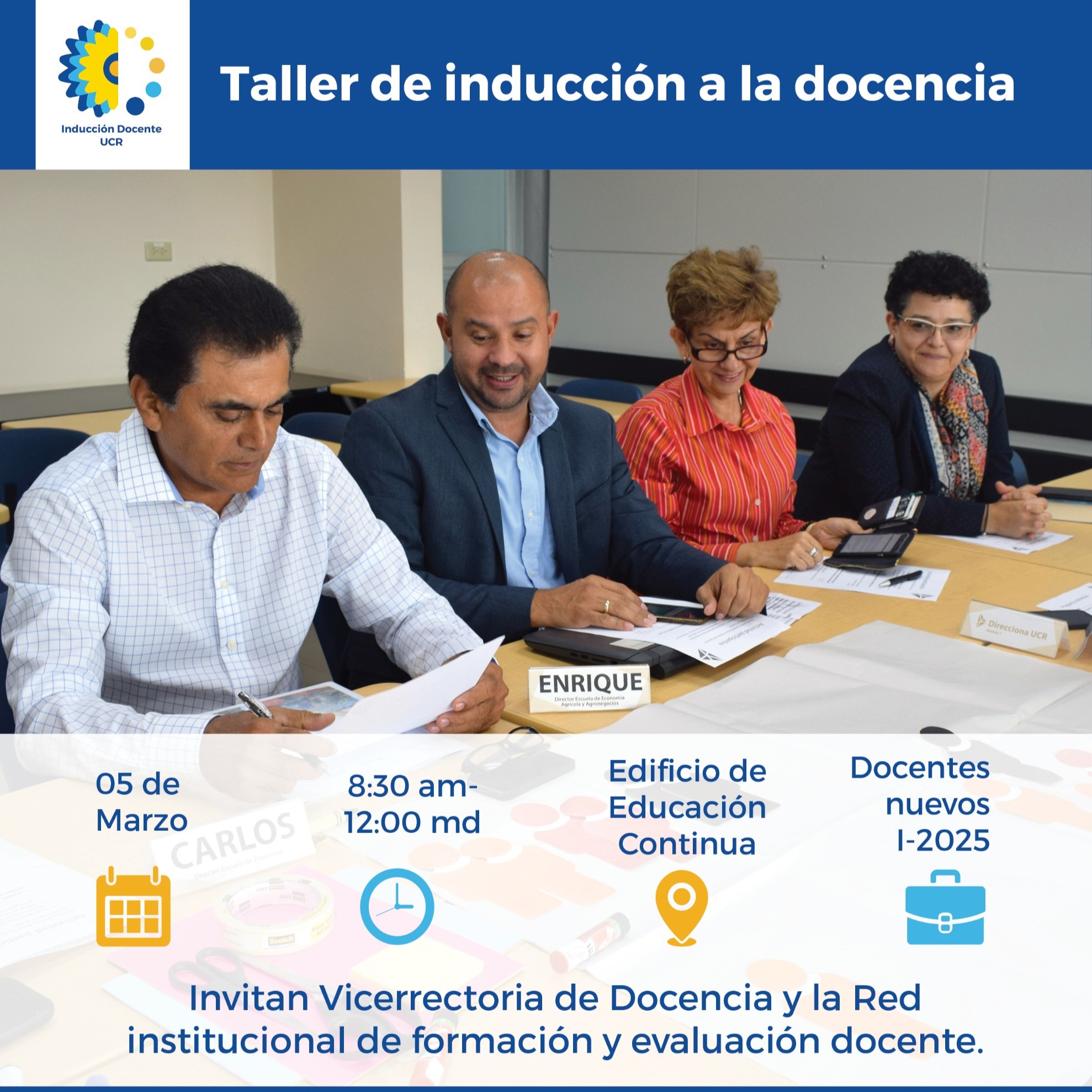 Sesión de inducción docente para nuevo personal UCR en el I Ciclo 2025